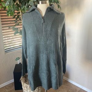 Barefoot Dreams CozyChic Lite Half Zip Tunic ~ Deep Juniper